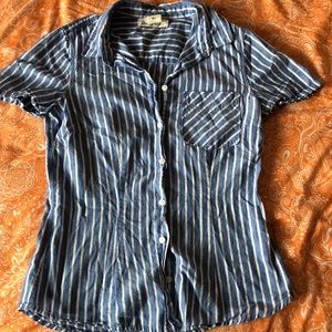 striped blue button up